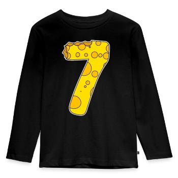 Zahl 7 - Kinder Premium Bio Langarmshirt - Schwarz - Vorne - AI Model Kid Male (0cm)
