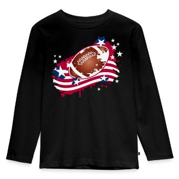 Football Graffiti Motif with American Flag - Kids' Premium Longsleeve Shirt - black - Front - AI Model Kid Male (0cm)
