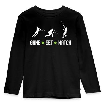 Tennis - Spiel Set Match - Kinder Premium Bio Langarmshirt - Schwarz - Vorne - AI Model Kid Male (0cm)
