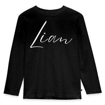 Lian Name T-Shirt Geschenk Für Männer - Kinder Premium Bio Langarmshirt - Schwarz - Vorne - AI Model Kid Male (0cm)