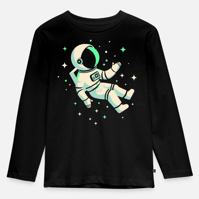 Astronaut - Kinder Premium Bio Langarmshirt - Schwarz