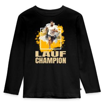 Lauf Champion - Kinder Premium Bio Langarmshirt - Schwarz - Vorne - AI Model Kid Male (0cm)