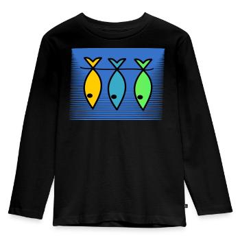 POISSON. SARDINE. POISSON D'AVRIL. MER. OCÉAN - T-shirt manches longues Premium Enfant - noir - Devant - AI Model Kid Male (0cm)