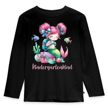 Kindergartenkind Vorschulkind Meerjungfrau - Kinder Premium Bio Langarmshirt - Schwarz - Vorne - AI Model Kid Male (0cm)