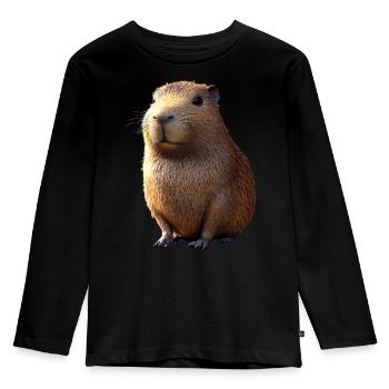 Capybara Be Capy Wasserschwein Lustiges Capybara - Kinder Premium Bio Langarmshirt - Schwarz - Vorne - AI Model Kid Male (0cm)