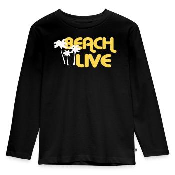 BEACH LIVE - Kinder Premium Bio Langarmshirt - Schwarz - Vorne - AI Model Kid Male (0cm)