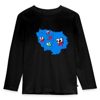 Région île de france - T-shirt manches longues Premium Enfant - noir - Devant - AI Model Kid Male (0cm)