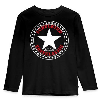 Schulkind erstklassig 2025 - Kinder Premium Bio Langarmshirt - Schwarz - Vorne - AI Model Kid Male (0cm)