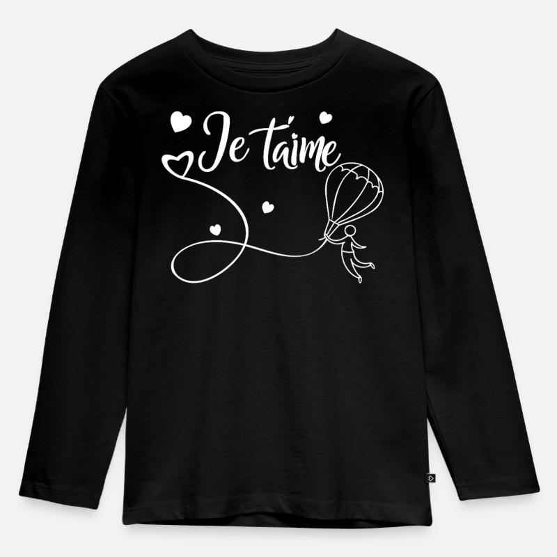 Ich liebe dich - Kinder Premium Bio Langarmshirt - Schwarz