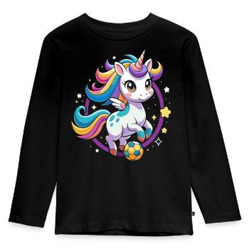 Unicorn Soccer Girl Soccer Player - Kids' Premium Longsleeve Shirt - black - Front - AI Model Kid Male (0cm)