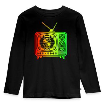 Télévision rétro – Oldschool Vibes - T-shirt manches longues Premium Enfant - noir - Devant - AI Model Kid Male (0cm)