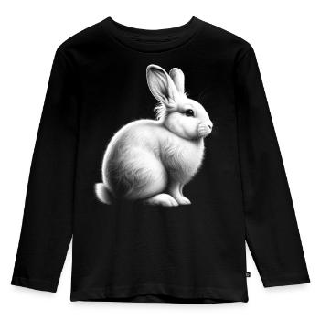 Cute White Rabbit Portrait - Kids' Premium Longsleeve Shirt - black - Front - AI Model Kid Male (0cm)