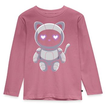 Cuddly cat robot with heart eyes - Kids' Premium Longsleeve Shirt - mauve - Front - AI Model Kid Female (0cm)