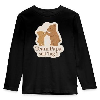 Team Papa - Kinder Premium Bio Langarmshirt - Schwarz - Vorne - AI Model Kid Male (0cm)