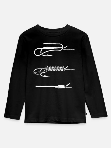 Angelhaken Knoten Anleitung WHITE - Kinder Premium Bio Langarmshirt - Schwarz