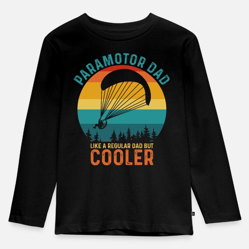 Papa Cool Retro Gleitschirm Design - Kinder Premium Bio Langarmshirt - Schwarz