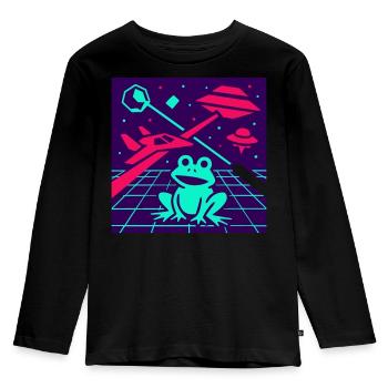 Space Frog - Kids' Premium Longsleeve Shirt - black - Front - AI Model Kid Male (0cm)