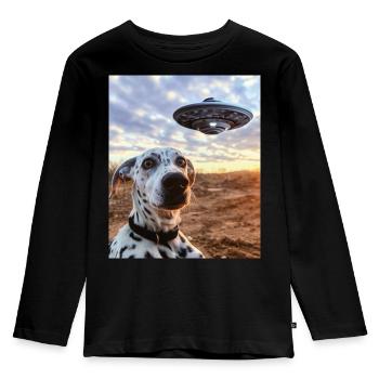 Selfie dalmatien OVNI - T-shirt manches longues Premium Enfant - noir - Devant - AI Model Kid Male (0cm)