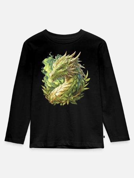 Drachen Drache - Kinder Premium Bio Langarmshirt - Schwarz