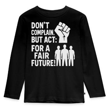 Handeln für eine faire Zukunft - Kinder Premium Bio Langarmshirt - Schwarz - Vorne - AI Model Kid Male (0cm)