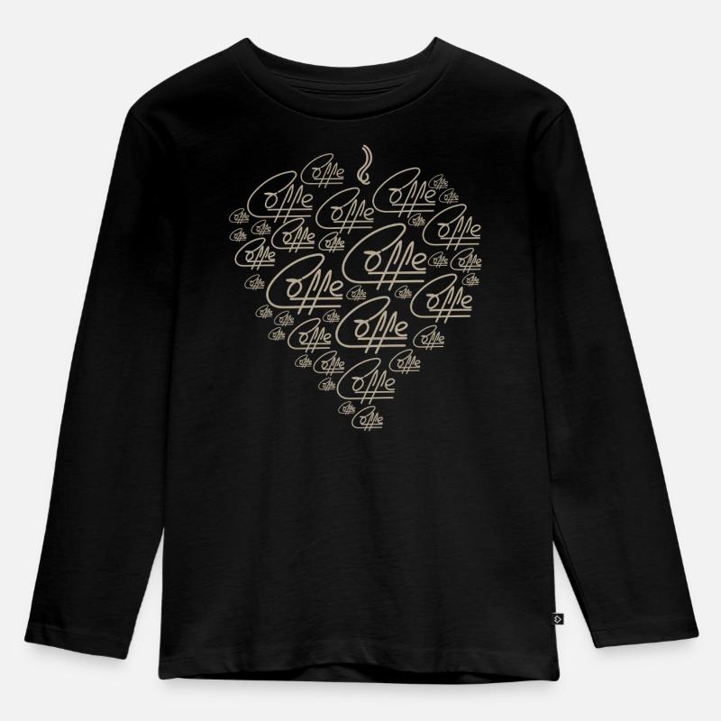 Liebe zum Kaffee V2 - Kinder Premium Bio Langarmshirt - Schwarz