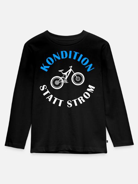 Gravel Bike KODITION STATT STROM Anti E-Bike  - Kinder Premium Bio Langarmshirt - Schwarz