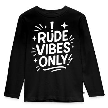 Only rude vibes - Kids' Premium Longsleeve Shirt - black - Front - AI Model Kid Male (0cm)