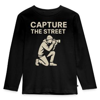 Capture the Street – Street Photography Shirt - Kids' Premium Longsleeve Shirt - black - Front - AI Model Kid Male (0cm)