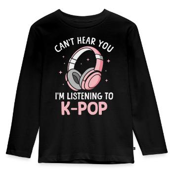 K-Pop Korean Pop Music Korean Pop Music - Kids' Premium Longsleeve Shirt - black - Front - AI Model Kid Male (0cm)