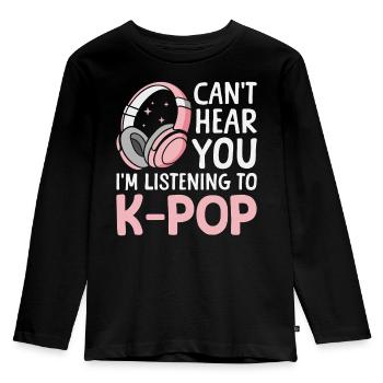 K-Pop Korean Pop Music Korean Pop Music - Kids' Premium Longsleeve Shirt - black - Front - AI Model Kid Male (0cm)
