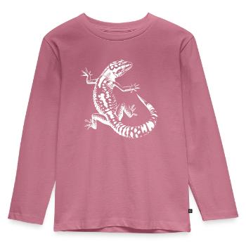 Silhouette de lézard noir et blanc Gecko léopard - T-shirt manches longues Premium Enfant - mauve - Devant - AI Model Kid Female (0cm)