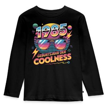 1985 Geburtstag der Coolness - Kinder Premium Bio Langarmshirt - Schwarz - Vorne - AI Model Kid Male (0cm)