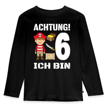 Attention!  I'm 6 - Children's Pirate Birthday - Kids' Premium Longsleeve Shirt - black - Front - AI Model Kid Male (0cm)