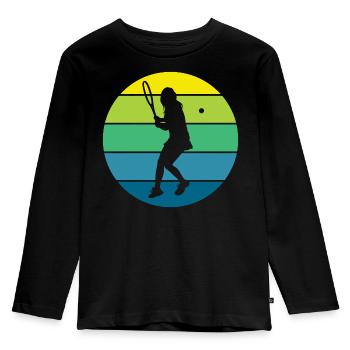 Tennis - Kinder Premium Bio Langarmshirt - Schwarz - Vorne - AI Model Kid Male (0cm)