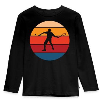 Tennis - Kinder Premium Bio Langarmshirt - Schwarz - Vorne - AI Model Kid Male (0cm)