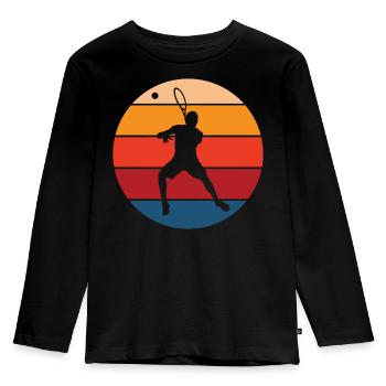 Tennis - Kinder Premium Bio Langarmshirt - Schwarz - Vorne - AI Model Kid Male (0cm)