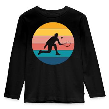 Tennis - Kinder Premium Bio Langarmshirt - Schwarz - Vorne - AI Model Kid Male (0cm)