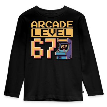 Arcade Level 67 Pixel Art - Kids' Premium Longsleeve Shirt - black - Front - AI Model Kid Male (0cm)