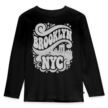 Brooklyn NYC - Retro 70s Bridge Grey - Kids' Premium Longsleeve Shirt - black - Front - AI Model Kid Male (0cm)