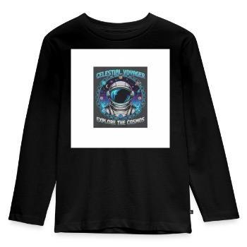 Voyageur Céleste explore le cosmos - T-shirt manches longues Premium Enfant - noir - Devant - AI Model Kid Male (0cm)