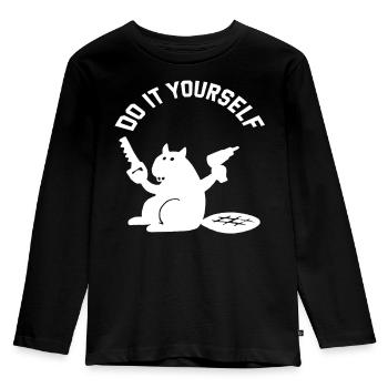 Rizinusbricolage, mach es selbst - Kinder Premium Bio Langarmshirt - Schwarz - Vorne - AI Model Kid Male (0cm)