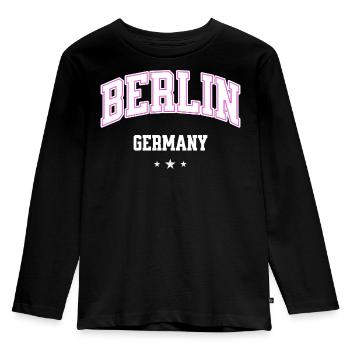 Berlin Pink Varsity Germany - Kids' Premium Longsleeve Shirt - black - Front - AI Model Kid Male (0cm)