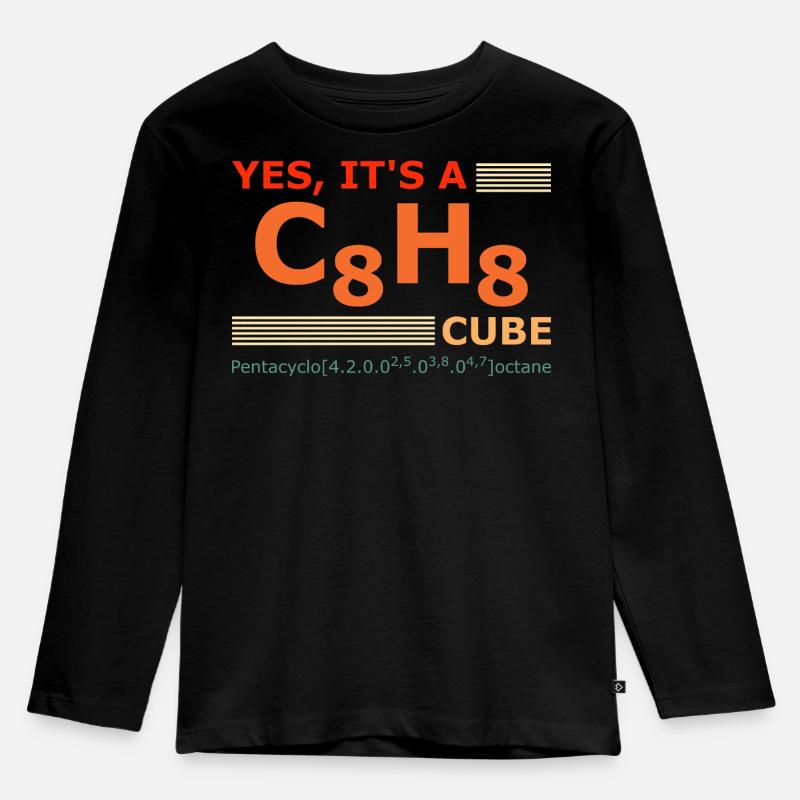 C8H8 Cubane – Yes it's a Cube retro Chemistry - Kids' Premium Longsleeve Shirt - black