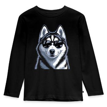 Husky - Kinder Premium Bio Langarmshirt - Schwarz - Vorne - AI Model Kid Male (0cm)