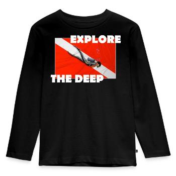 EXPLORE THE DEEP - Kids' Premium Longsleeve Shirt - black - Front - AI Model Kid Male (0cm)