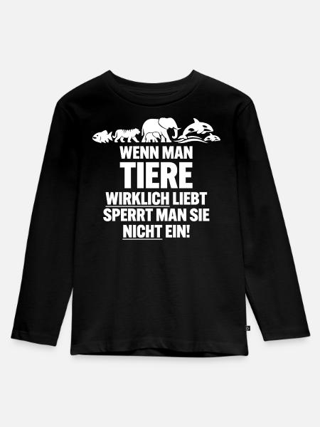Wildtiere gehören nicht in Zoos - Kinder Premium Bio Langarmshirt - Schwarz