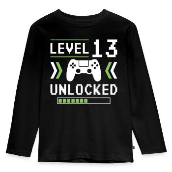 Level 13 - Kids' Premium Longsleeve Shirt - black - Front - AI Model Kid Male (0cm)