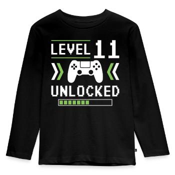 Level 11 - Kids' Premium Longsleeve Shirt - black - Front - AI Model Kid Male (0cm)