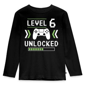 6. Geburtstag 6 Jahre Level 6 unlocked Geschenk - Kinder Premium Bio Langarmshirt - Schwarz - Vorne - AI Model Kid Male (0cm)