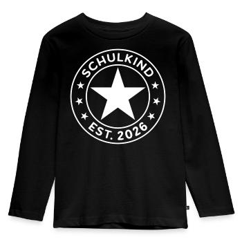 School Child 2026 School Enrollment Back to School First Class - Kids' Premium Longsleeve Shirt - black - Front - AI Model Kid Male (0cm)